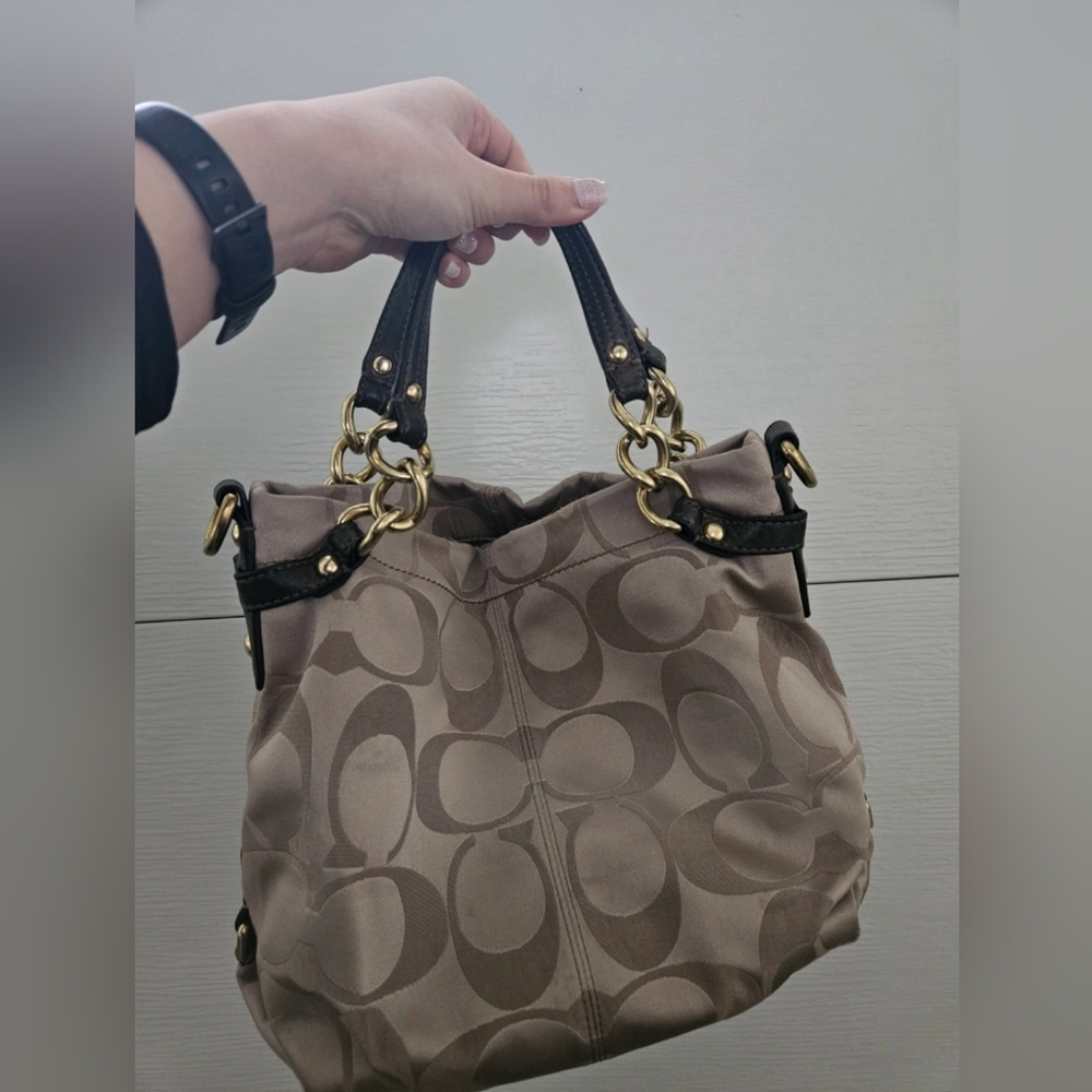 Vintage Coach Brooke Sateen BrownSignature Shoulder Bag L1176-F17183